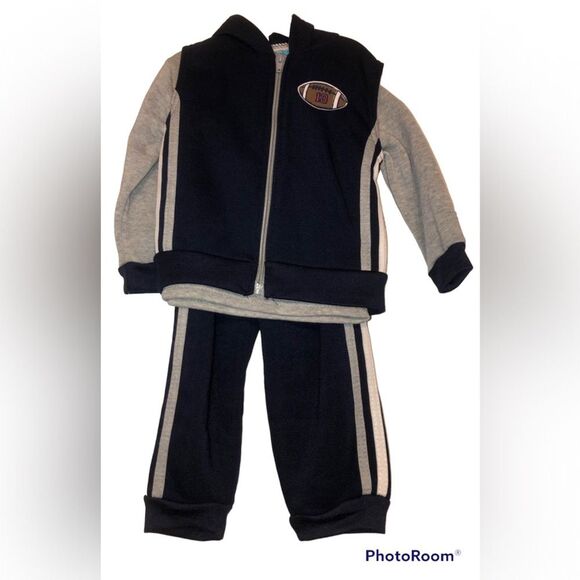 Tuff Guys Sz 24M Football 3pc Fleece Vest Hooded Jogger Set NEW NWT - Picture 1 of 6
